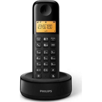 PHILIPS D1601B-34 Ασύρματο Τηλέφωνο με Ελληνικό Μενού Μαύρο