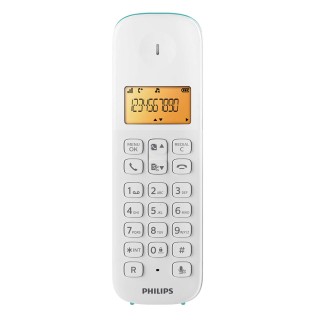 PHILIPS D1601T-34 Ασύρματο Τηλέφωνο με Ελληνικό Μενού Λευκό-Πράσινο