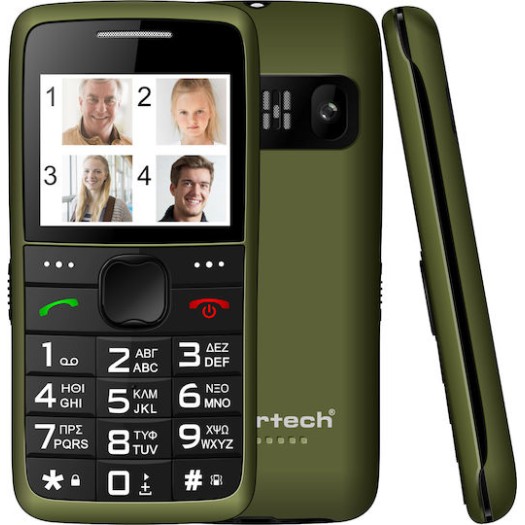 Powertech Eco V2 PTM-42 Dual SIM Smartphone Μεγάλα Κουμπιά Χακί