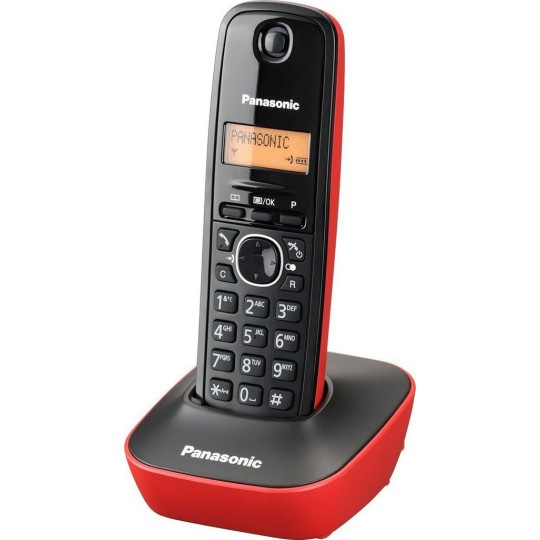 Panasonic KX-TG1611 Cordless Phone with Greek Menu Black-Red