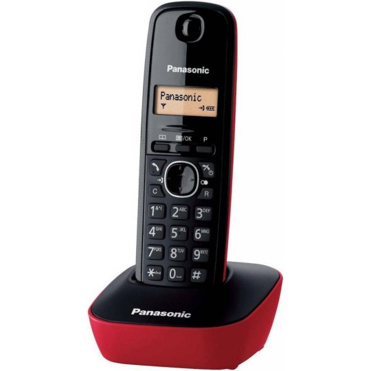 Panasonic KX-TG1611 Cordless Phone with Greek Menu Black-Red