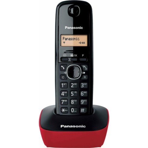 Panasonic KX-TG1611 Cordless Phone with Greek Menu Black-Red