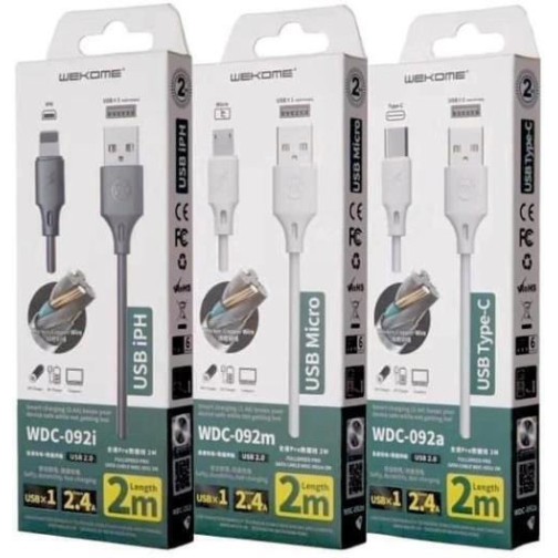 WK USB to Lightning Cable WDC-092i 2m Μαύρο