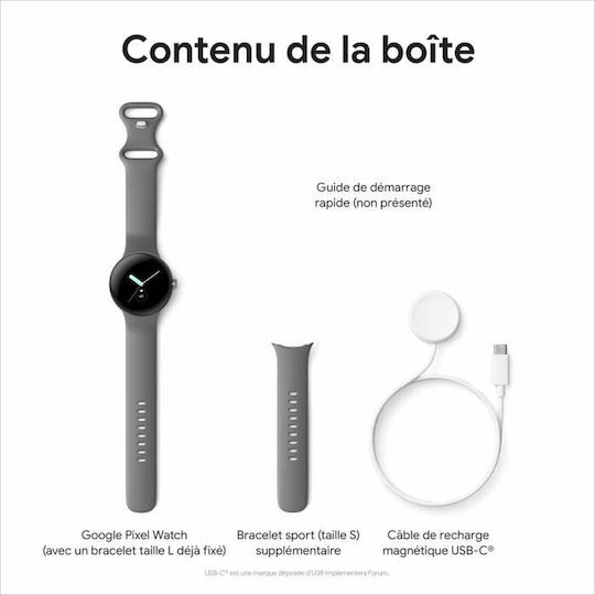 Google Pixel Watch WiFi 41mm silver/charcoal sportband EU (GA03305-DE)