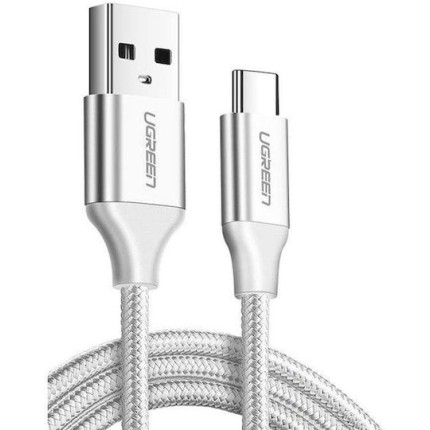 Kαλώδιο Ugreen Nylon Braided USB 2.0 to USB-C 3m Silver (60409)