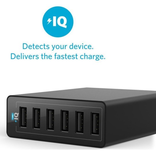 Anker PowerPort 6 60W 6-Port USB Charging Hub με Τεχνολογία PowerIQ (A2123)