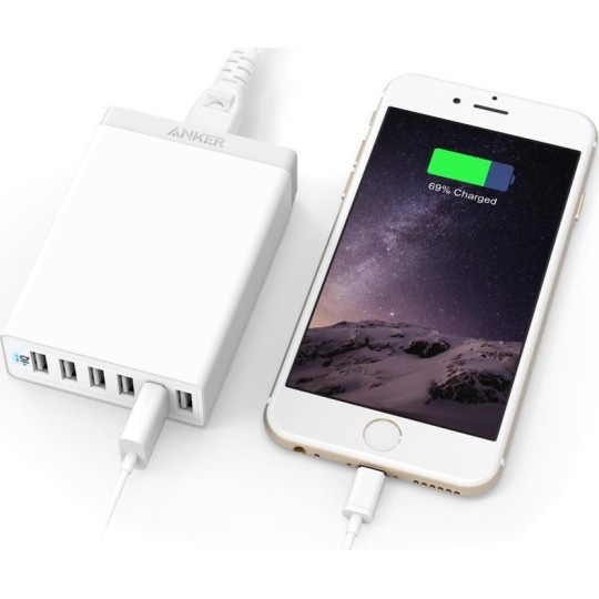 Anker PowerPort 6 60W 6-Port USB Charging Hub με Τεχνολογία PowerIQ (A2123)