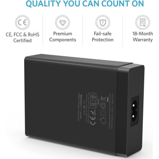 Anker PowerPort 6 60W 6-Port USB Charging Hub με Τεχνολογία PowerIQ (A2123)