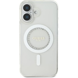 Guess “Rhinestones” Θήκη προστασίας από σκληρό πλαστικό – iPhone 16 (Λευκό – GUHMP16SPFTDTEH)