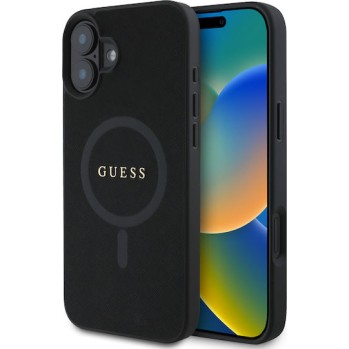 Guess Saffiano Classic Logo - MagSafe Σκληρή Θήκη iPhone 16 - Black (GUHMP16SPSAHMCK)