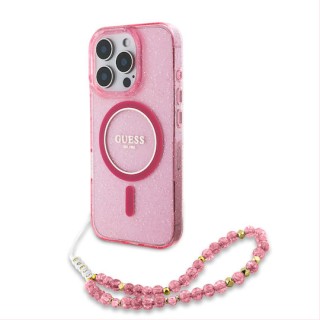 Guess Magsafe “Glitter with Pearl Strap” Hard Case iPhone 16 Pro Pink (GUHMP16LHGCRELSF) Guess Magsafe “Glitter with Pearl Strap” Hard Case iPhone 16 Pro Pink (GUHMP16LHGCRELSF)