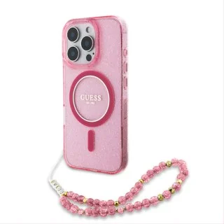Guess Magsafe “Glitter with Pearl Strap” Hard Case iPhone 16 Pro Pink (GUHMP16LHGCRELSF) Guess Magsafe “Glitter with Pearl Strap” Hard Case iPhone 16 Pro Pink (GUHMP16LHGCRELSF)