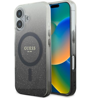 Guess Magsafe “Glitter Gradient” Hard Case iPhone 16 Μαύρο (GUHMP16SHGRCELK)
