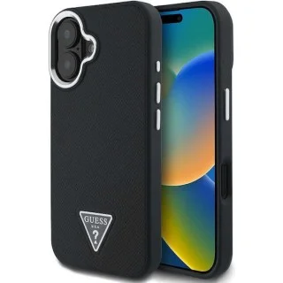 Guess Grained Triangle MagSafe iPhone 16 (GUHMP16SPGTSPSK) - Black Guess Grained Triangle MagSafe iPhone 16 (GUHMP16SPGTSPSK) - Black