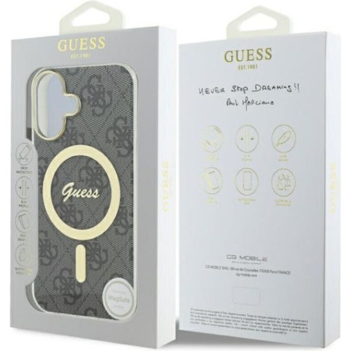 Guess “4G Logο” Hard Case  iPhone 16 (Διάφανο/Μαύρο – GUHMP16SH4STK)
