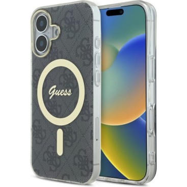 Guess “4G Logο” Hard Case  iPhone 16 (Διάφανο/Μαύρο – GUHMP16SH4STK)