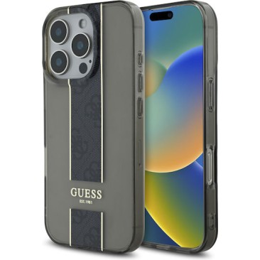 Guess Translucent IML 4G Middlestripe Case iPhone 16 Pro Max (Μαύρο – GUHCP16XHS4PPK)