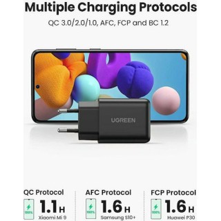 Ugreen Φορτιστής Χωρίς Καλώδιο με Θύρα USB-A 18W Quick Charge 3.0 Μαύρος (70273)