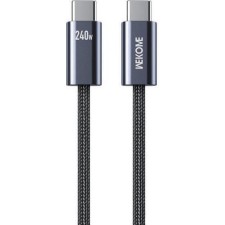 WK Braided USB 2.0 Cable USB-C male - USB-C 240W 1m Μαύρο