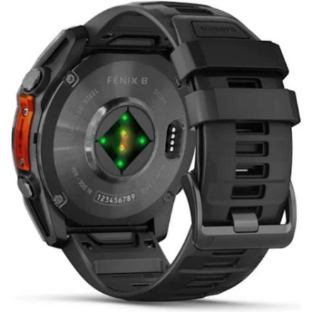 Garmin Fenix 8 Stainless Steel 51mm (Slate Grey With Black Silicone Band)