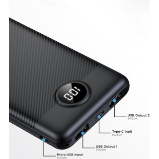Veger L10 - Power Bank 10000mAh με 2 Θύρες USB-A και Θύρα USB-C Μαύρο