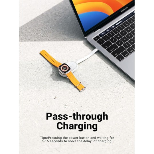 Veger W0102 1200mAh 2.5W Mini Portable Wireless Magnetic Wearable Charger Apple Watch White