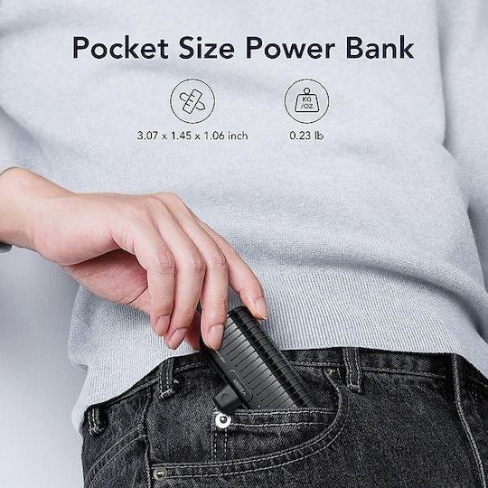 Veger W0558 Power Bank 5000mAh 20W με Θύρα USB-Type C Fast Charging Μαύρο