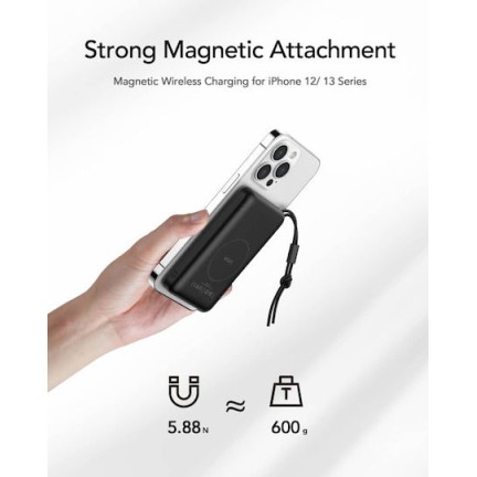 Veger W1151 MagOn Magnetic Wireless Power Bank 10000mAh 15W με Θύρα USB-A και Θύρα USB-C White