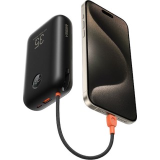 Veger K3 30,000mAh 35W PD Digital Display Powerbank With Built In Non-MFI Lightning & USB-C Cable Black