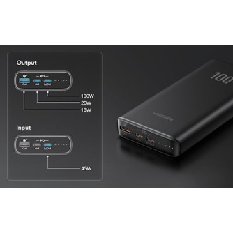Veger T100 Power Bank 20000mAh 100W με Θύρα USB-A και 2 Θύρες USB-C Power Delivery Μαύρο
