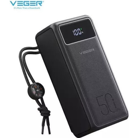 Veger VP5001 Tank Lite Power Bank 50000mAh 22.5W with 3 USB-A Ports and USB-C Port Power Delivery Black