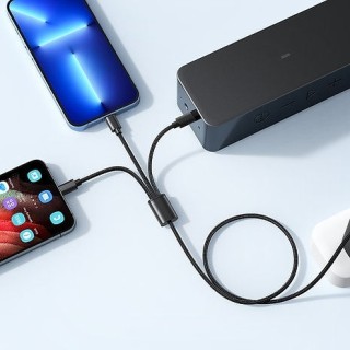 Veger V303 Braided USB to Lightning Type-C micro USB Cable 2.4A 1.5m Μαύρο