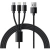 Veger V303 Braided USB to Lightning Type-C micro USB Cable 2.4A 1.5m Μαύρο Veger V303 Braided USB to Lightning Type-C micro USB Cable 2.4A 1.5m Μαύρο