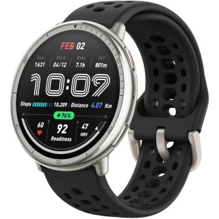 Amazfit Active 2 Stainless Steel 44mm Smartwatch με Παλμογράφο W2437GL7N (Black Leather)