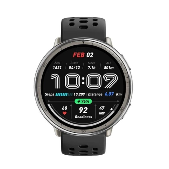 Amazfit Active 2 Stainless Steel 44mm Smartwatch με Παλμογράφο W2437GL7N (Black Leather)