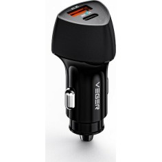 Veger Φορτιστής Αυτοκινήτου CC50-1A1C Γρήγορης Φόρτισης με Θύρες: 1xUSB 1xType-C (Μαύρος)