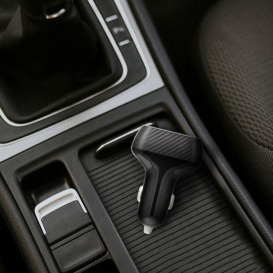 Veger Φορτιστής Αυτοκινήτου QWE 37W 2.4A Γρήγορης Φόρτισης με Θύρες: 3xUSB Μαύρος