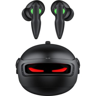 Recci Helmet In-ear Bluetooth Handsfree Ακουστικά με Θήκη Φόρτισης Μαύρα