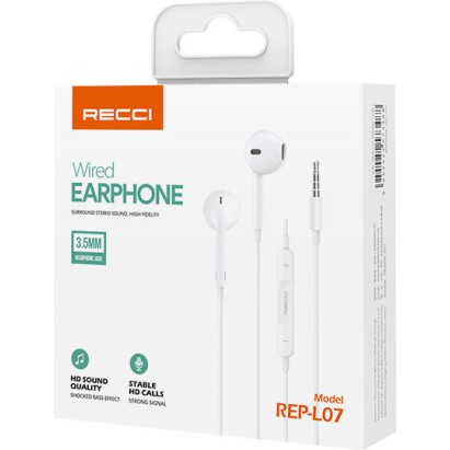 Recci Rep-l07 In-ear Handsfree Ακουστικά με Βύσμα 3.5mm Λευκό