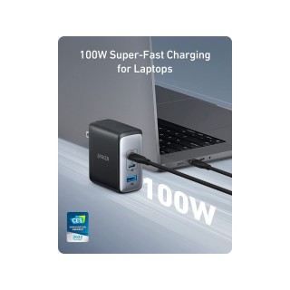 Anker 736 Nano II Charger Without Cable GaN with USB-A Port and 2 USB-C Ports 100W Black