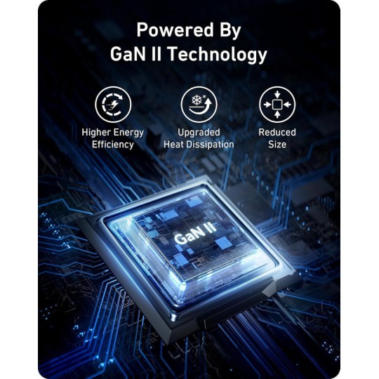 Anker 736 Nano II Charger Without Cable GaN with USB-A Port and 2 USB-C Ports 100W White