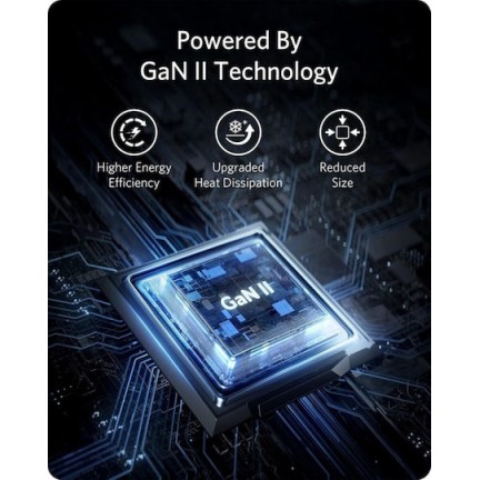 Anker Charger Without Cable GaN USB-A Port 2 USB-C Ports 65W Black (735 Nano II) A2667314