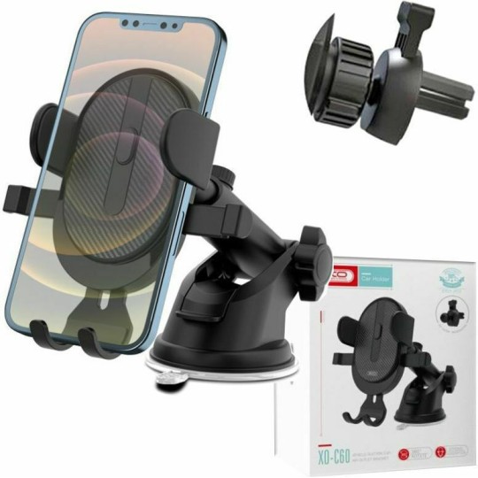 XO C60 Car Mobile Mount 6" with Adjustable Hooks Black