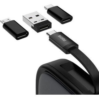 Recci USB to Lightning / Type-C Cable Μαύρο 1m RS36T