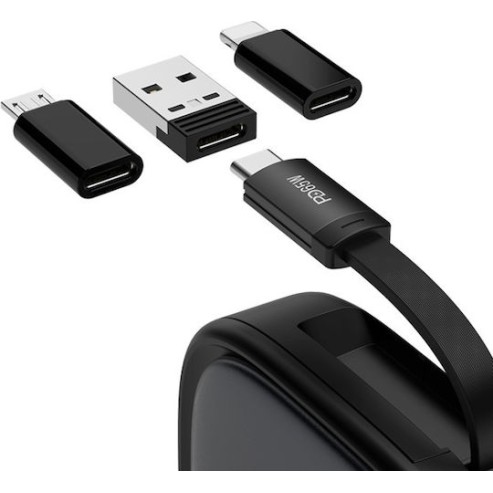 Recci USB to Lightning / Type-C Cable Μαύρο 1m RS36T