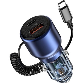 Recci RCC-N22 Φορτιστής Αυτοκινήτου 110W  1xUSB 1xType-C μαζί με Καλώδιο Type-C Μπλε