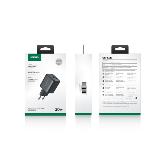 UGREEN Φορτιστής Σπιτιού GaN PD 30W X516 65014 2 Θέσεων Μαύρο