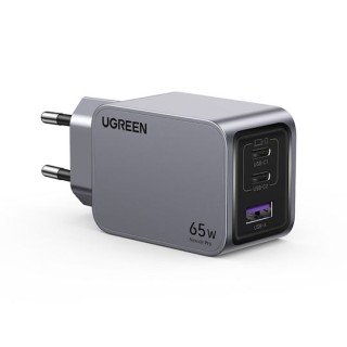 Ugreen Φορτιστής GaN με Θύρα USB-A και 2 Θύρες USB-C και Καλώδιο USB-C - USB-C 65W Γκρι (Nexode Pro) 25871