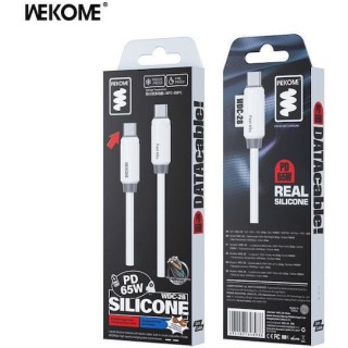WK WDC-28 USB-C σε USB-C PD 65W 1m Καλώδιο Φόρτισης Λευκό