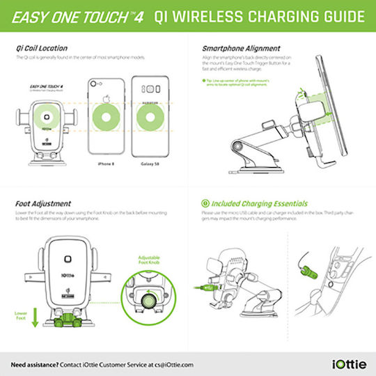 iOttie Easy One Touch 4 Wireless Qi Fast Charge Car Mount Kit (HLCRIO134)